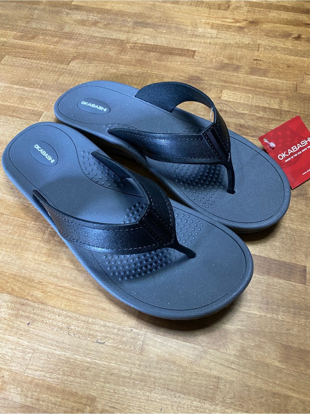 Okabashi Black Men's Comfort Thong Sandals XL